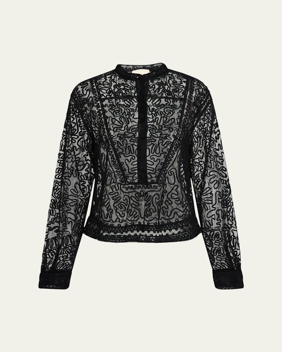 Esme Sheer Embroidered Blouse